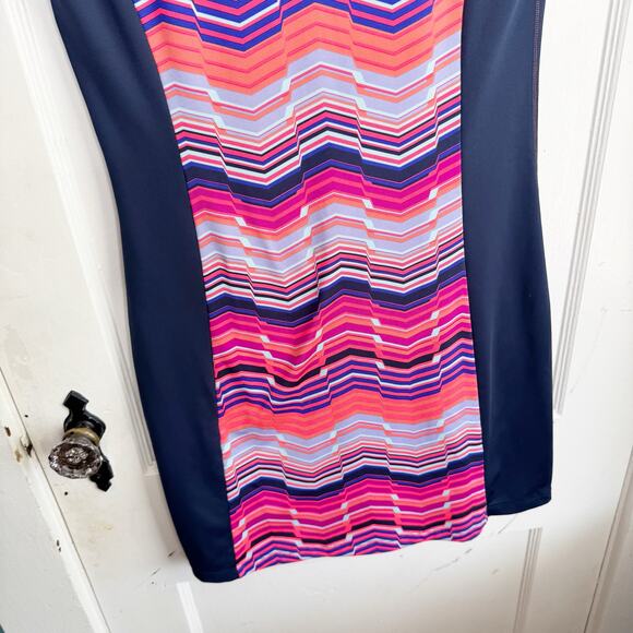 Title Nine Gidget 2.0 Active Colorful Sheath Dress Blur Pink Cap Sleeve Small S - Picture 9 of 9